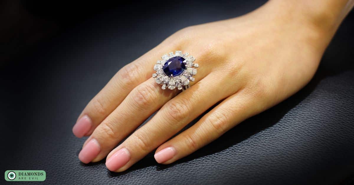 Blue Topaz and White Sapphire Halo Ring