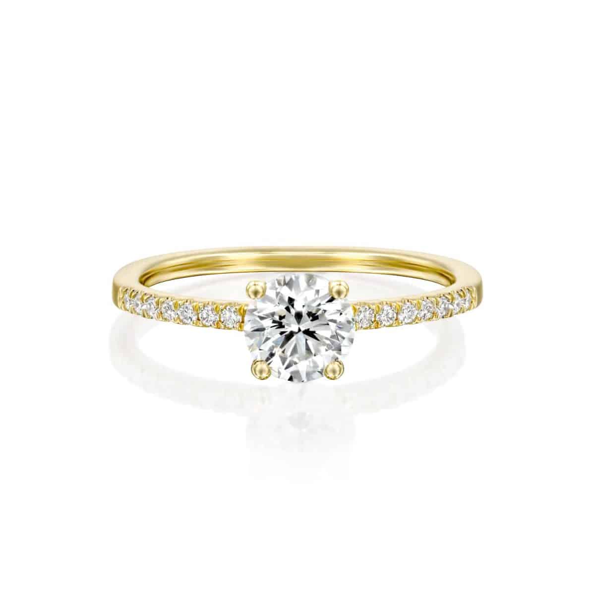 "Carol" - White Gold Lab Grown Diamond Engagement Ring (classic & delicate design) 1.00ct. - laying