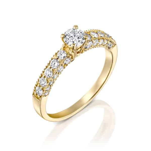 "Vintage" - Yellow Gold Lab Grown Diamond Engagement Ring 0.90ct. - main