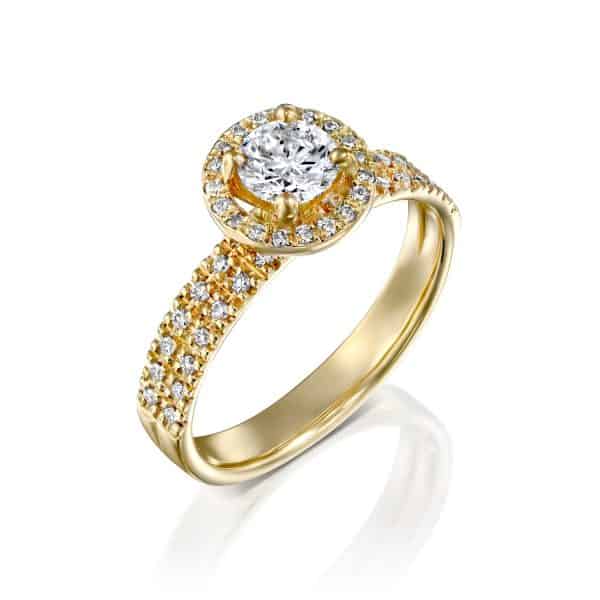 "Venesa" - Yellow Gold Double Band Lab Grown Diamond Engagement Ring 0.91ct. - main