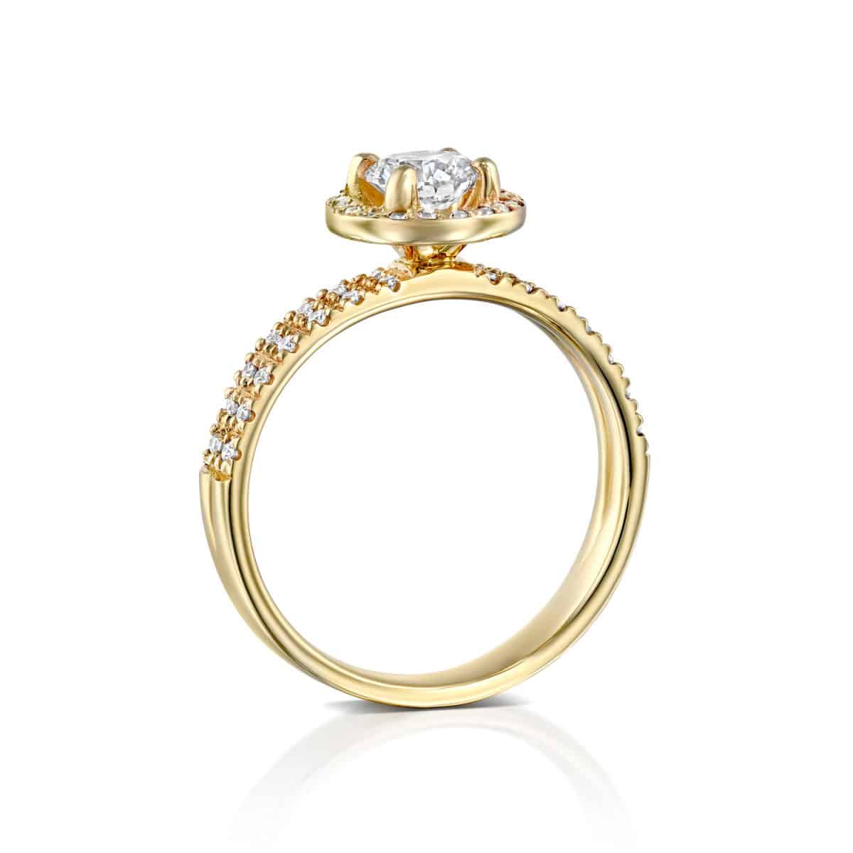 "Venesa" - Yellow Gold Double Band Lab Grown Diamond Engagement Ring 0.91ct. - standing