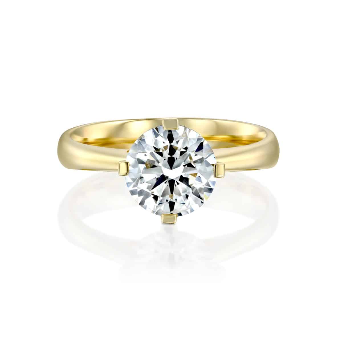 "Mary" - Yellow Gold Lab Grown Diamond Engagement Ring 2.01ct. - laying
