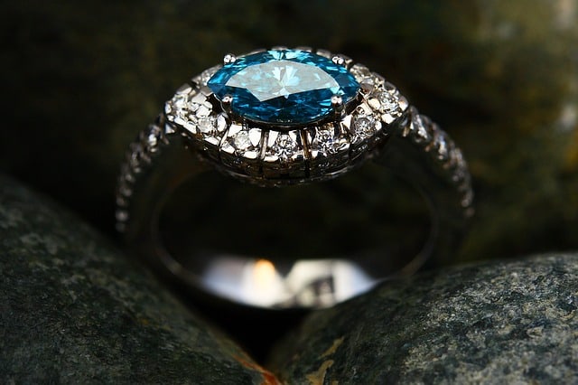 diamond ring between the rocks