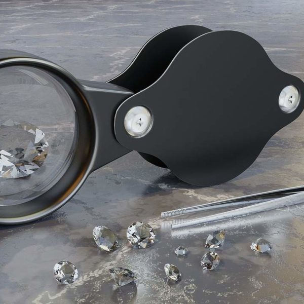 diamonds in a magnifying glass