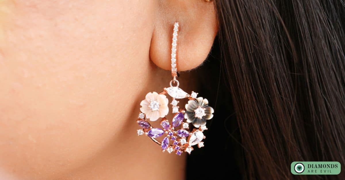 Diamond Hoop Earrings with Colored Accents