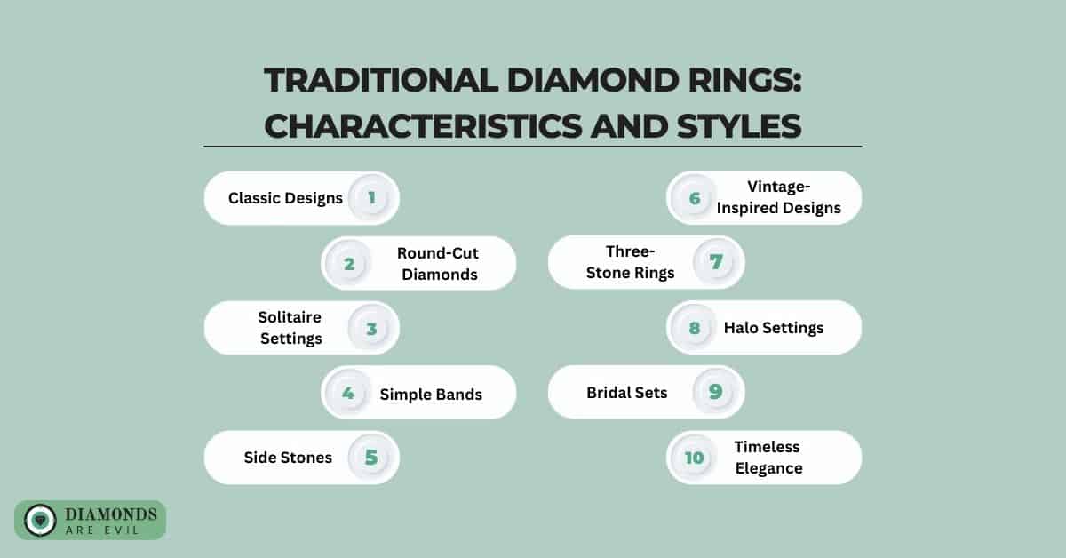 Traditional Diamond Rings Characteristics and Styles