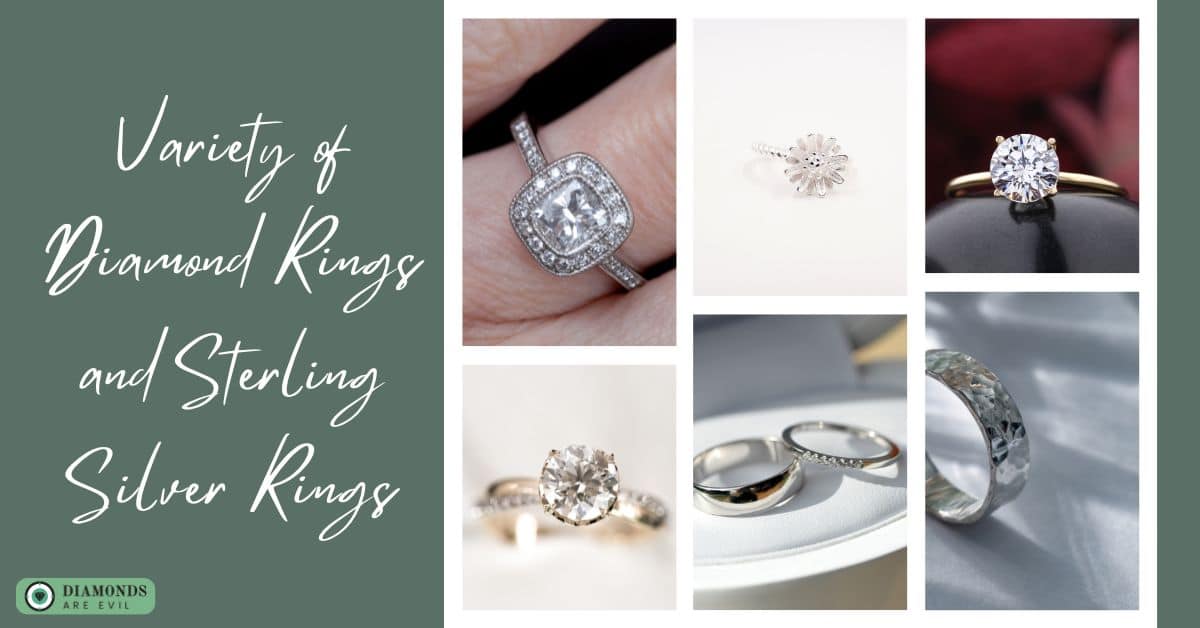 Variety of Diamond Rings and Sterling Silver Rings